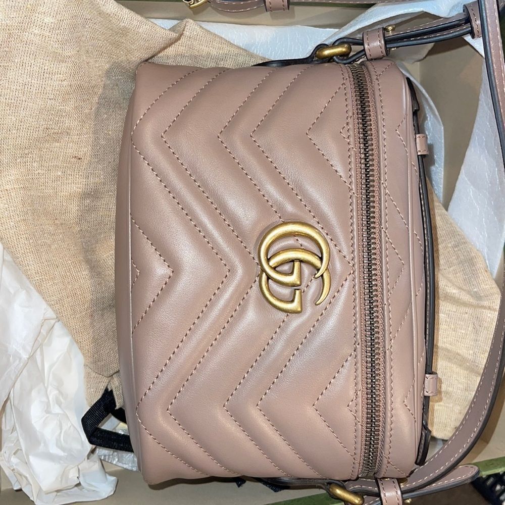 Gucci Beige Crossbody Bag with Gold Accents